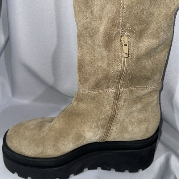 FREE PEOPLE LONDON CALLING SUEDE OVER THE KNEES BOOTS IN STONE SIZE 39 - Picture 9 of 9
